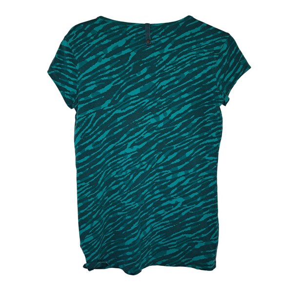 Athleta Green Animal Print Graphic Scoop Neck Top Size Small - Picture 2 of 6